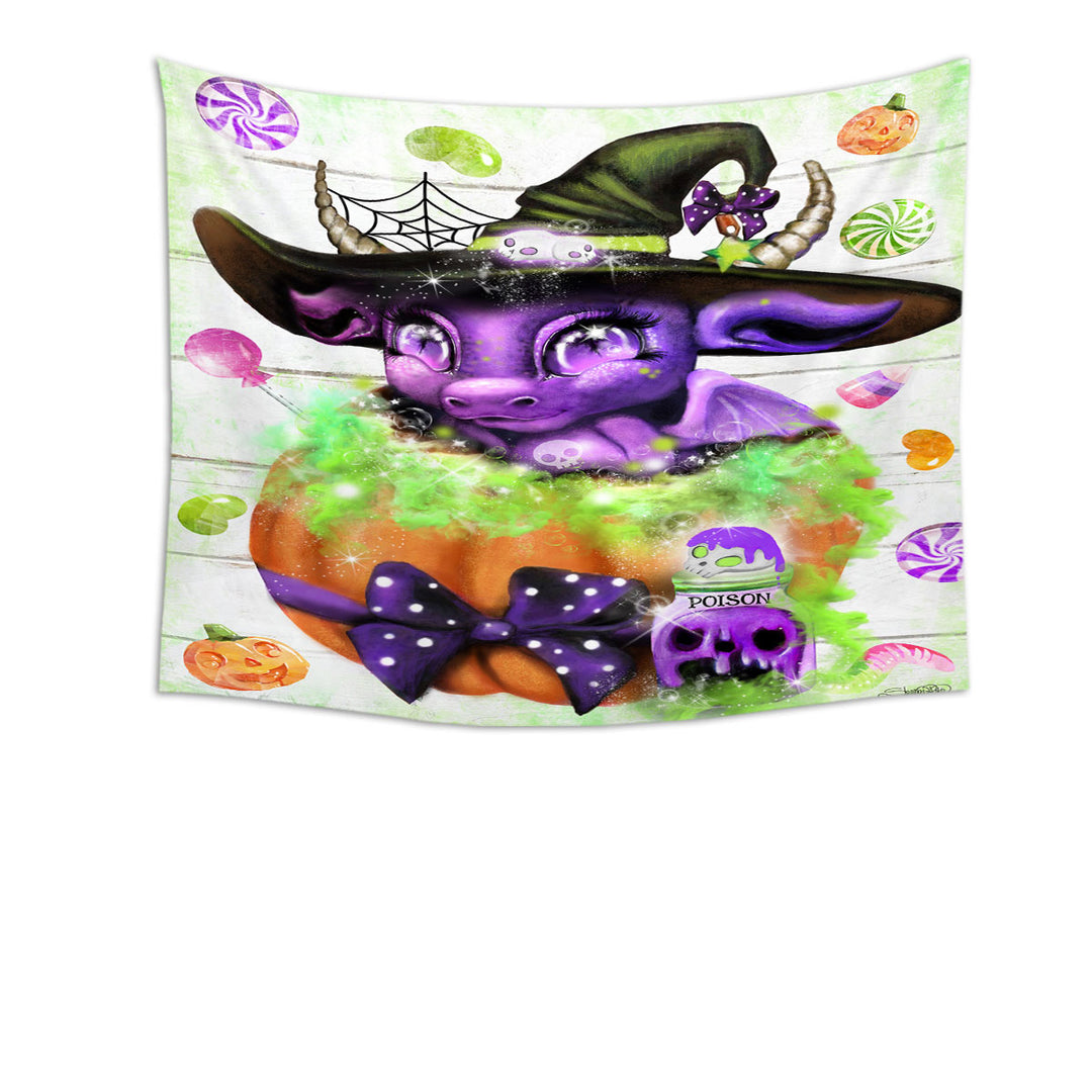 Halloween Wall Decor Witchy Halloween Lil Dragon Tapestry