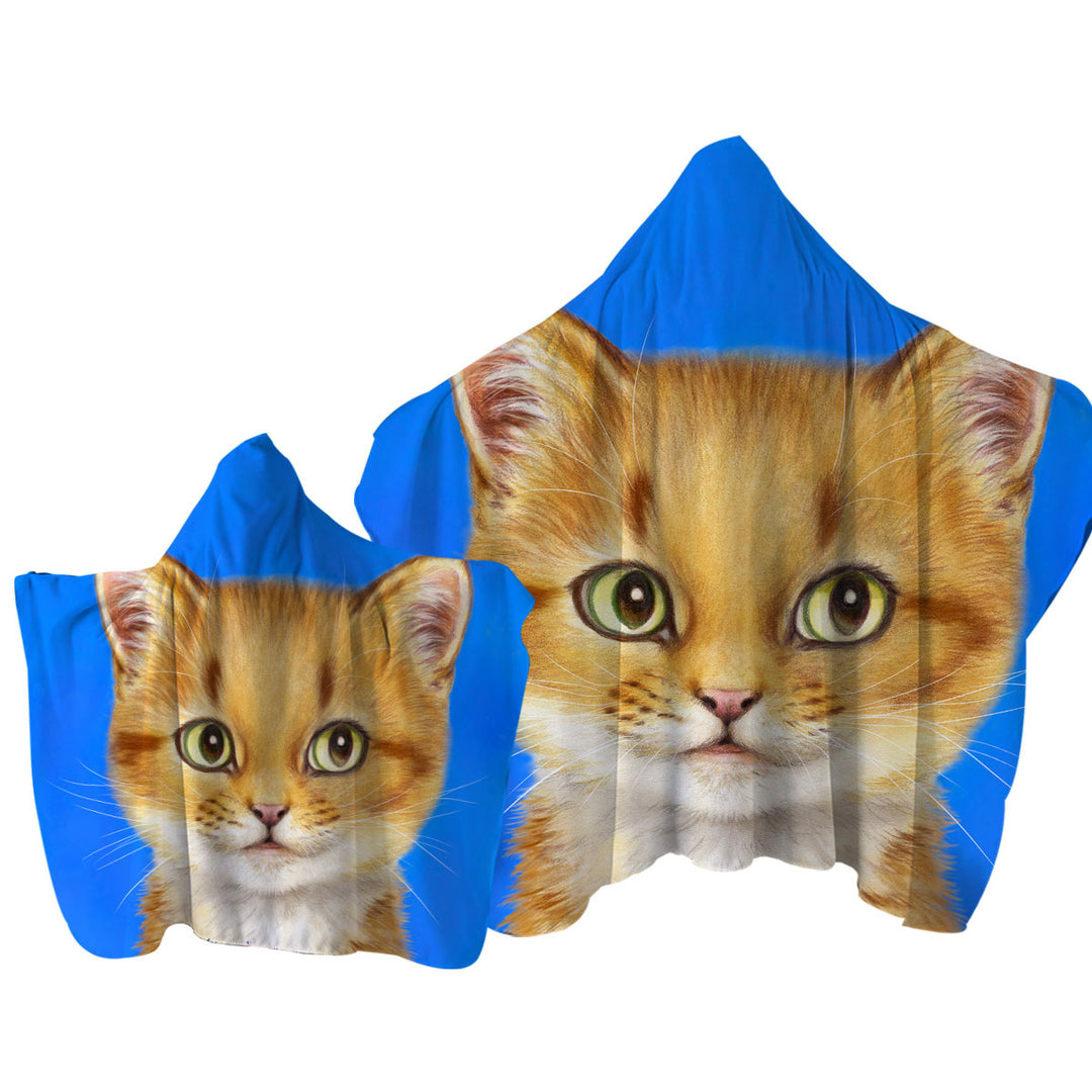 Handsome Ginger Cat over Blue Towel Hoodie