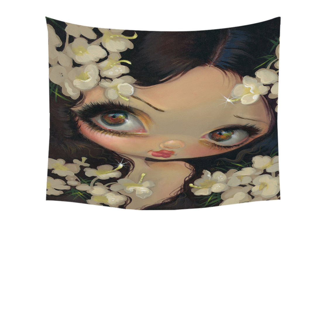 Hanging Fabric On Wall of Poisonous Beauties Hemlock Girl and Flowers