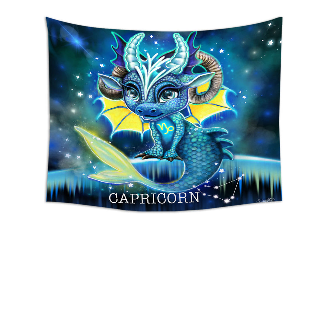 Hanging Fabric on Wall Gift Ideas for Kids Fantasy Art Capricorn Lil Dragon