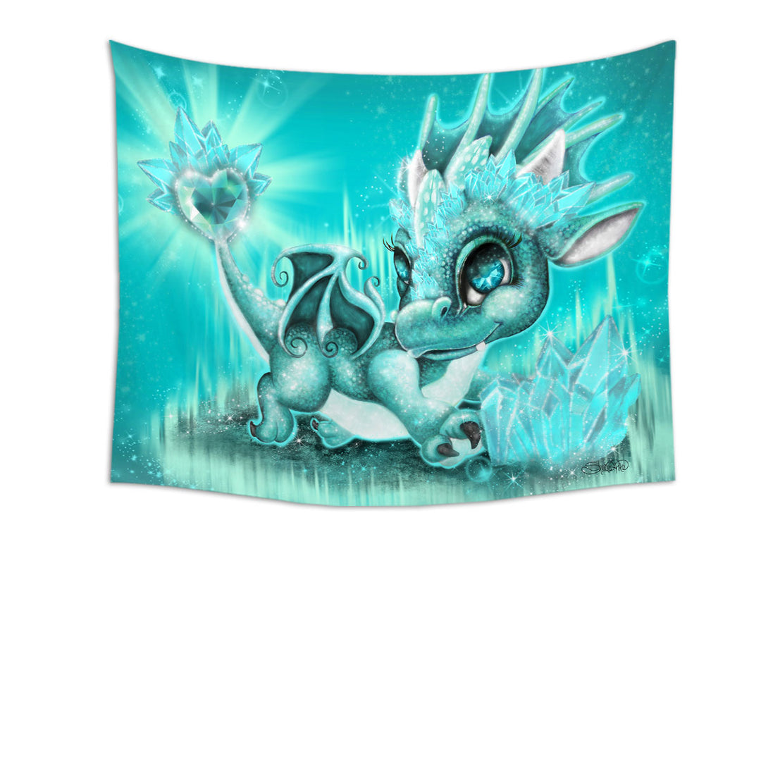 Hanging Fabric on Wall for Gift March Aquamarine Birthstone Lil Dragon