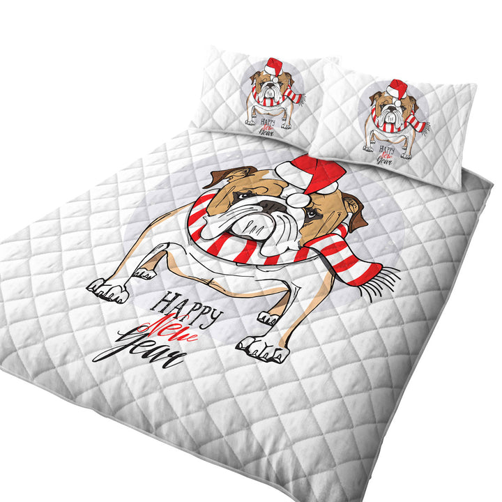 Happy New Year Funny Christmas Tough Bulldog Coverlets