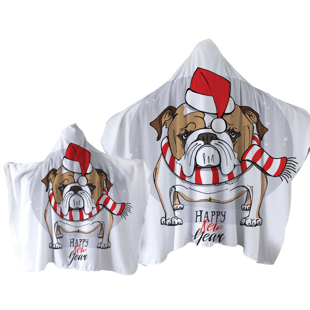 Happy New Year Funny Christmas Tough Bulldog Towel Hoodie