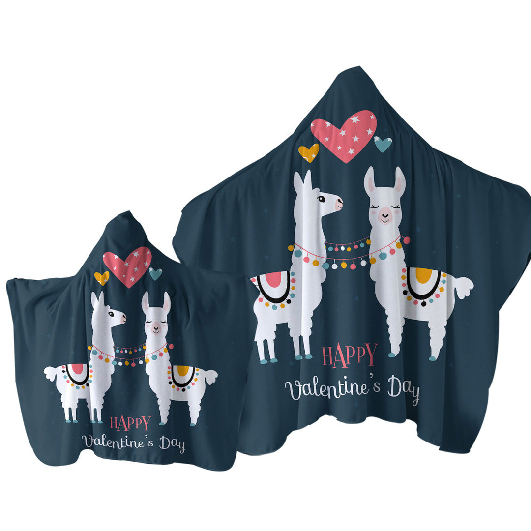 Happy Valentines Day Loving Llamas Towel Hoodie