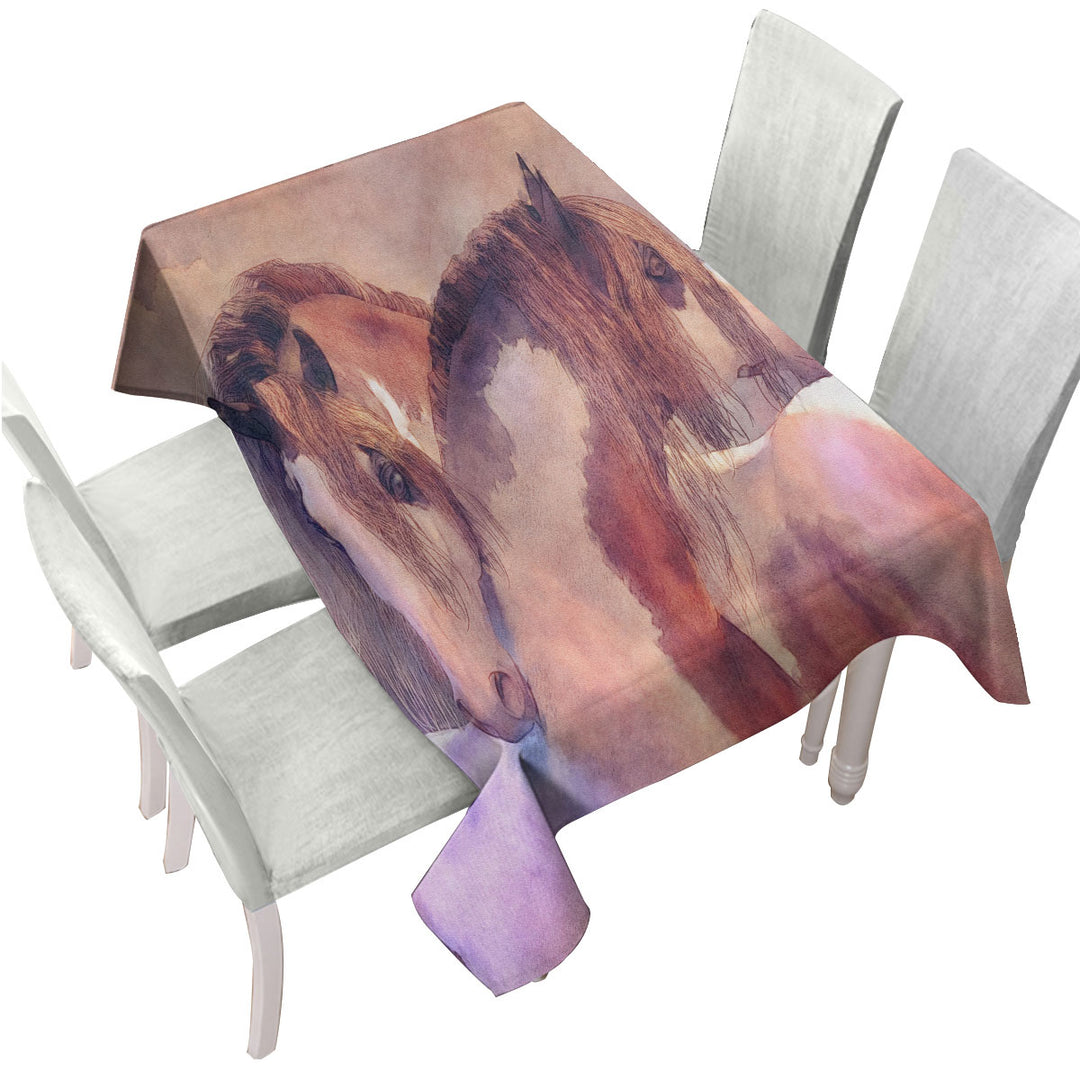 Harmony Beautiful Horses Art Printed Tablecloth