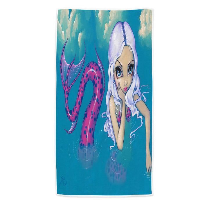 Haughty Mermaid Lovely Pink Spotted Tail Mermaid Pool Towels