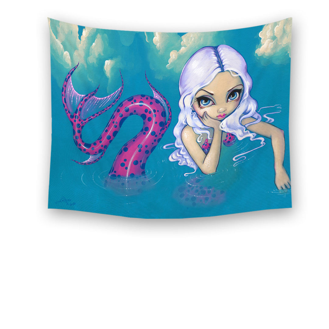 Haughty Mermaid Lovely Pink Spotted Tail Mermaid Tapestry