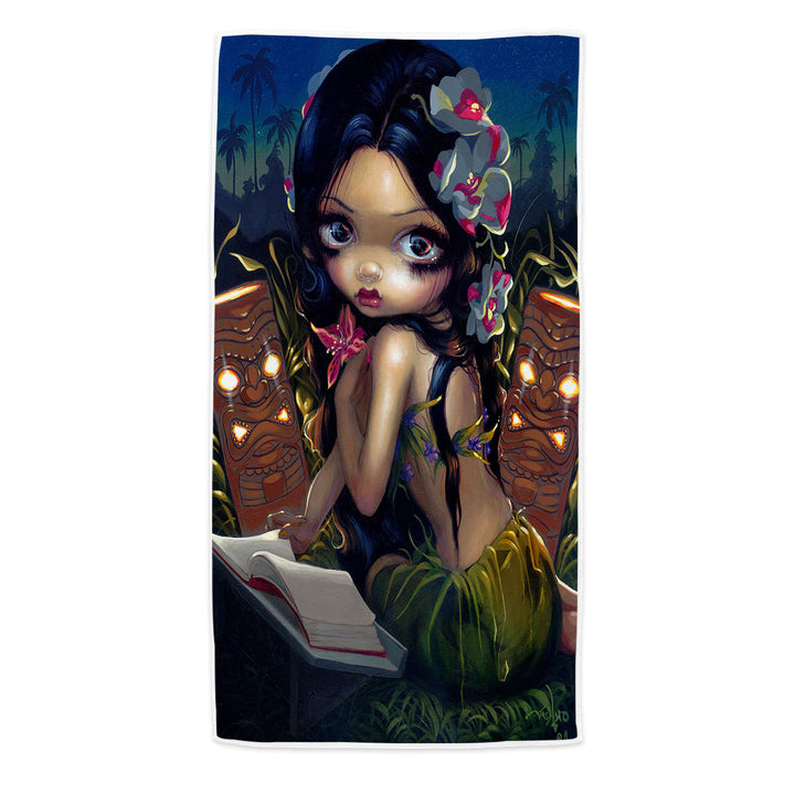 Hawaiian Beach Towel Amara the Hawaiian Fairy and the Book