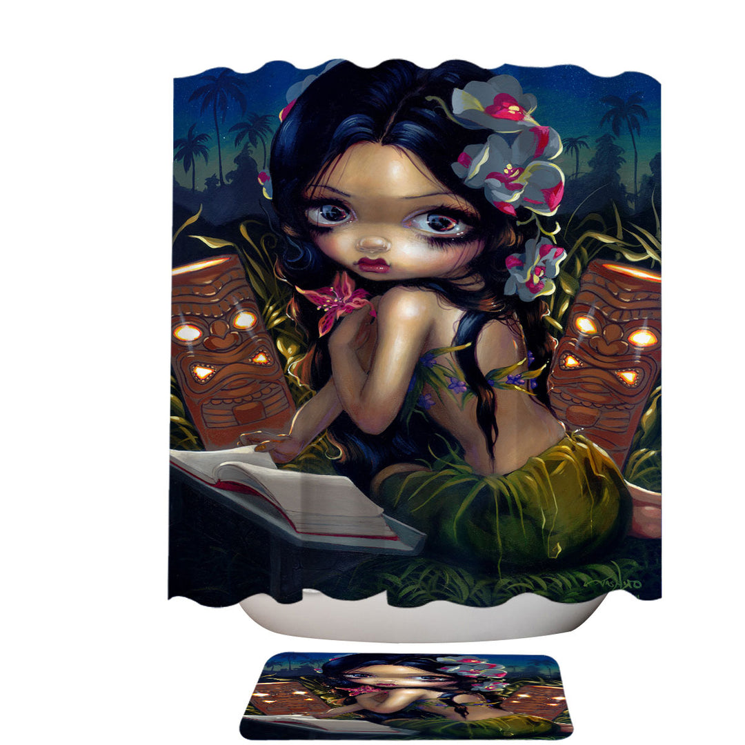 Hawaiian Shower Curtains Amara the Hawaiian Fairy and the Book