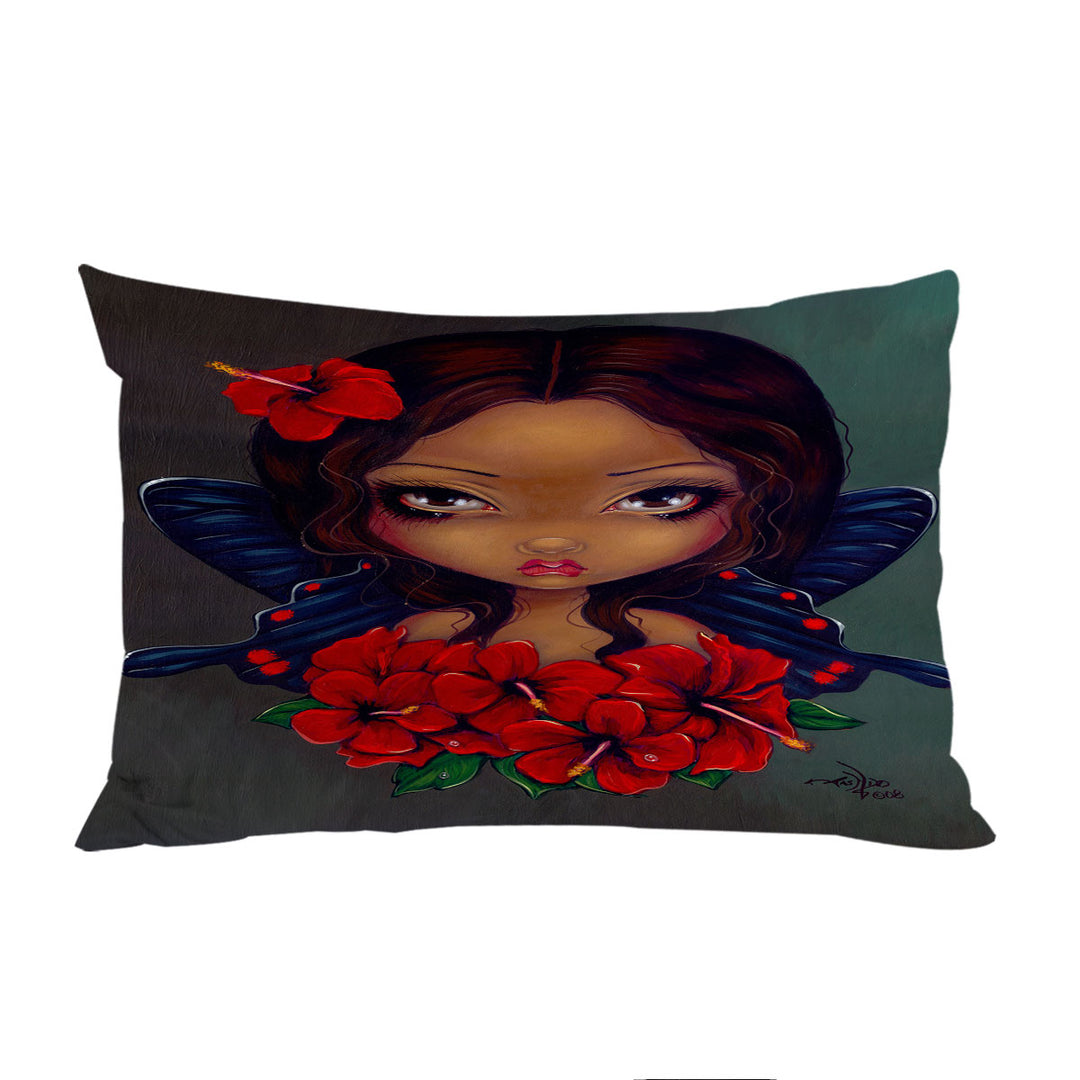 Hawaiian Tropical Red Hibiscus Fairy Pillowcase