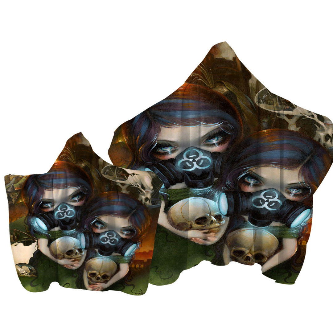 Hazardous Beauties Post Apocalyptic Art Girls Hooded Beach Towel