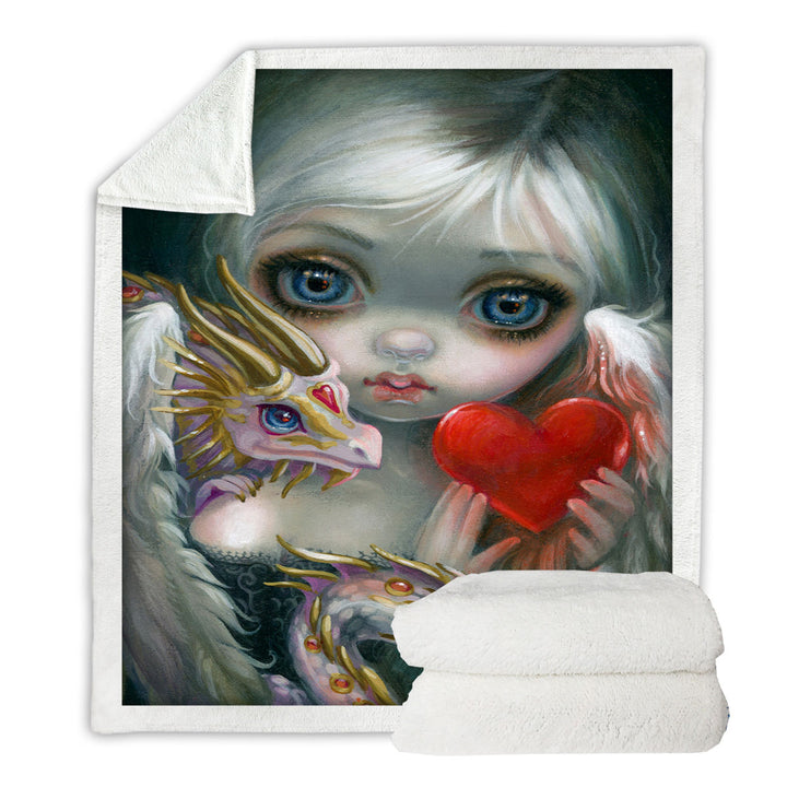 Heart Lovely Girl a Dragonling Valentine Couch Blankets