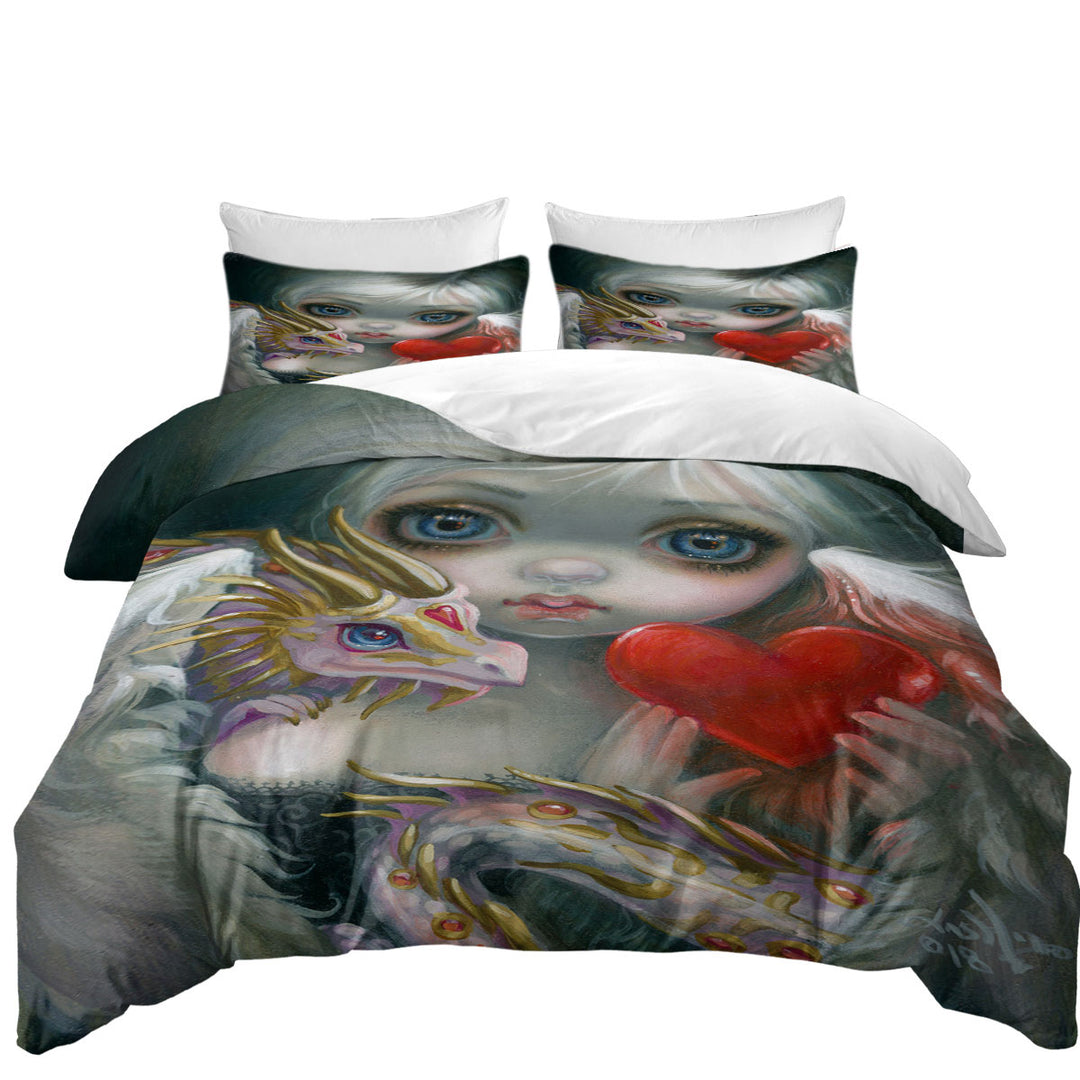 Heart Lovely Girl a Dragonling Valentine Duvet Covers