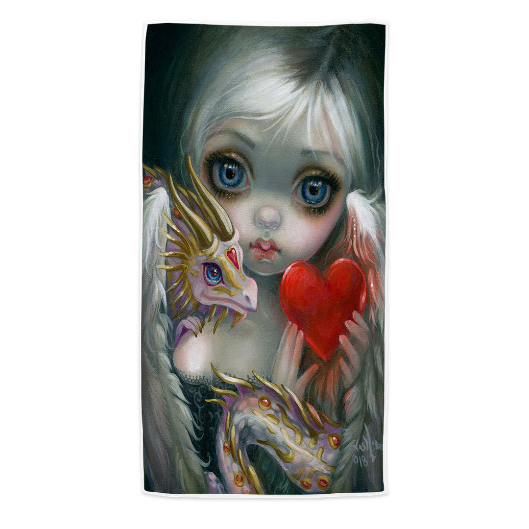 Heart Lovely Girl a Dragonling Valentine Microfiber Beach Towel