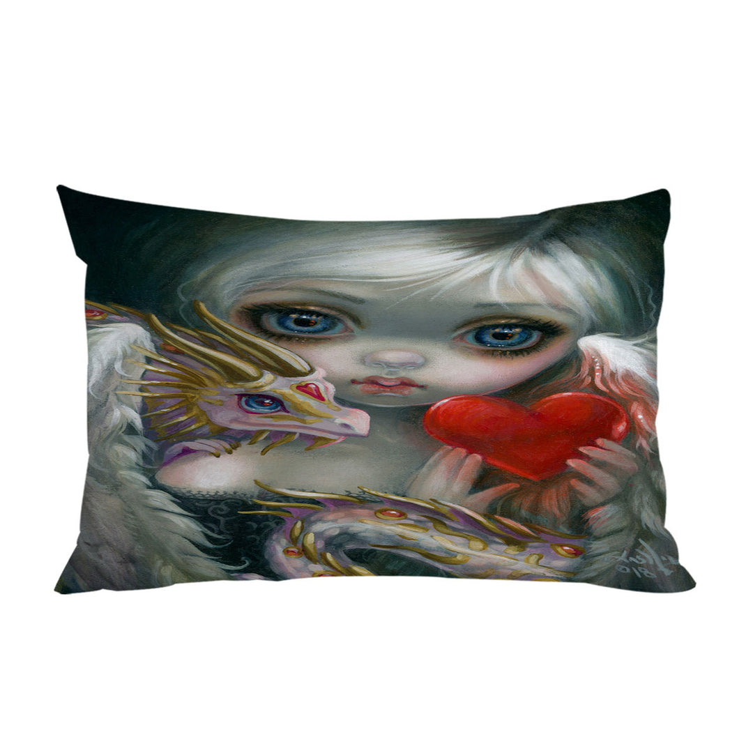 Heart Lovely Girl a Dragonling Valentine Pillow Cases