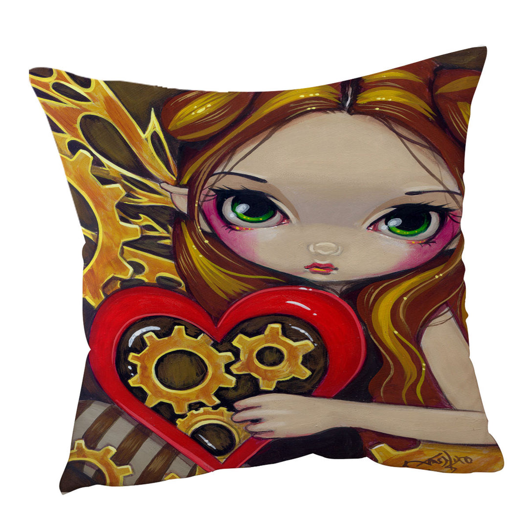 Heart Lovley Girl a Clockwork Valentine Cushion Covers