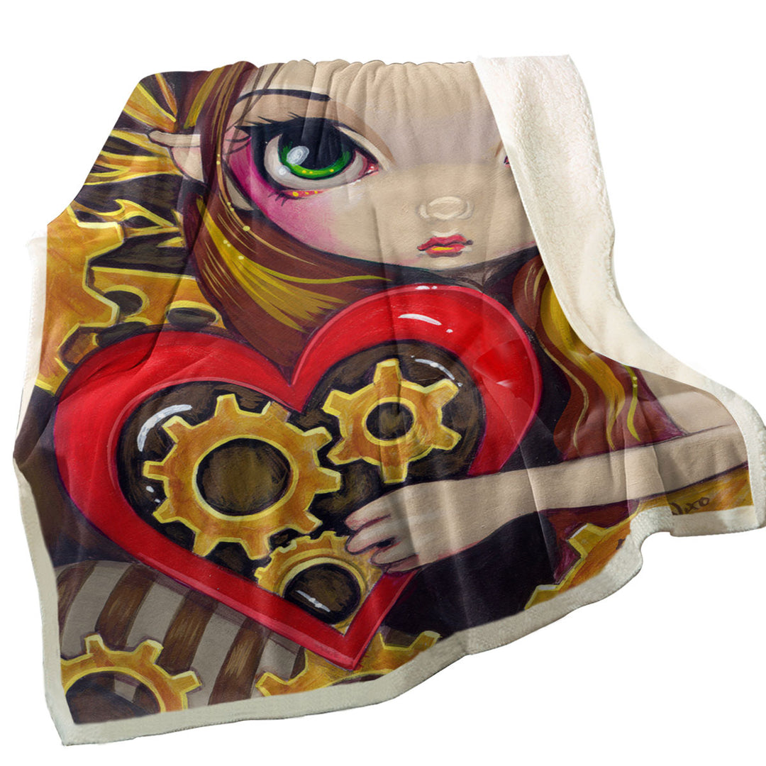 Heart Lovley Girl a Clockwork Valentine Throw Blanket