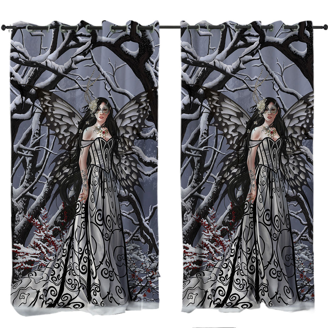 Heart of Ice Winter Forest Fairy Window Curtains