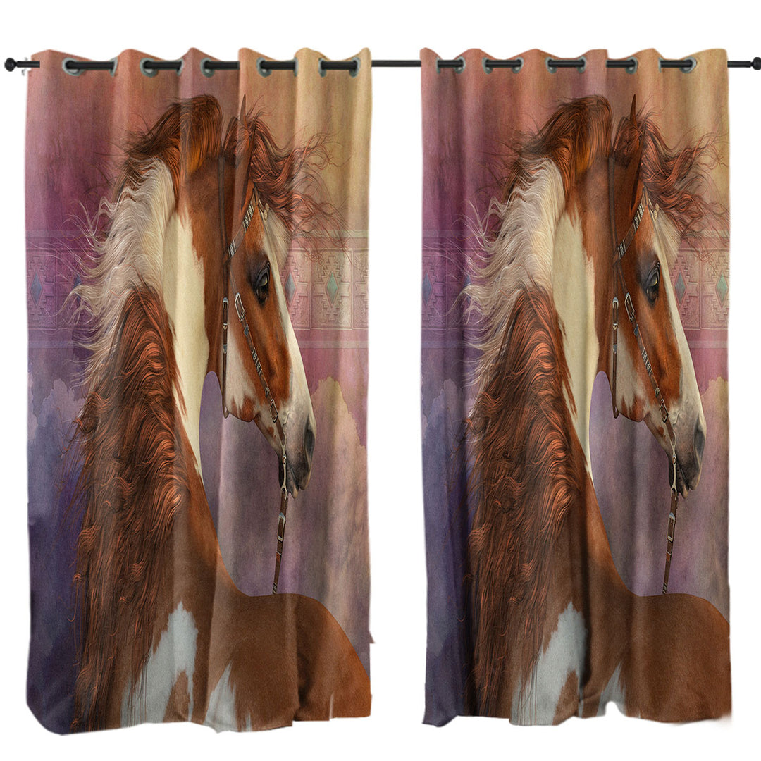 Heart of the West Brown and White Pinto Horse Curtain