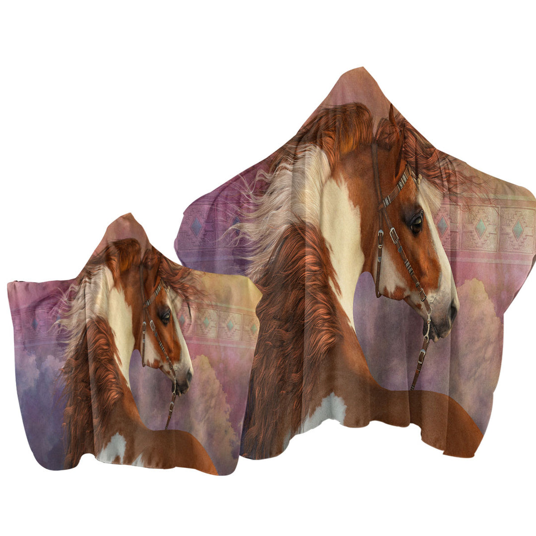 Heart of the West Brown and White Pinto Horse Towel with Hood