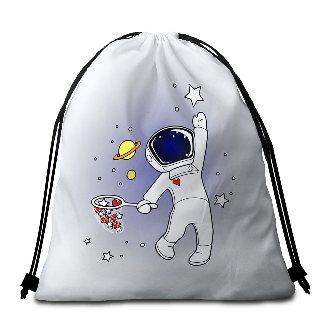 Hearts and Stars Catching Astronaut Beach Towel Pack