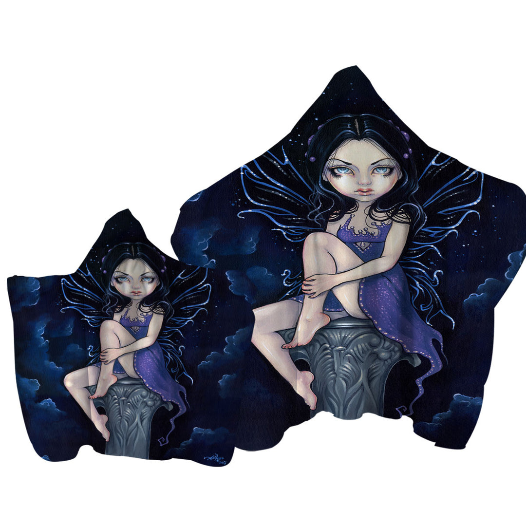 Heavenly Nightshade Gothic Dark Fairy Hooded Beach Towel