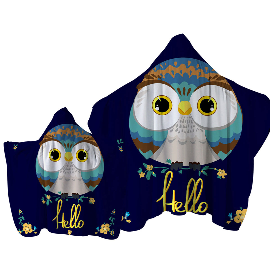 Hello Kids form a Cute Little Owl Towel Hoodie