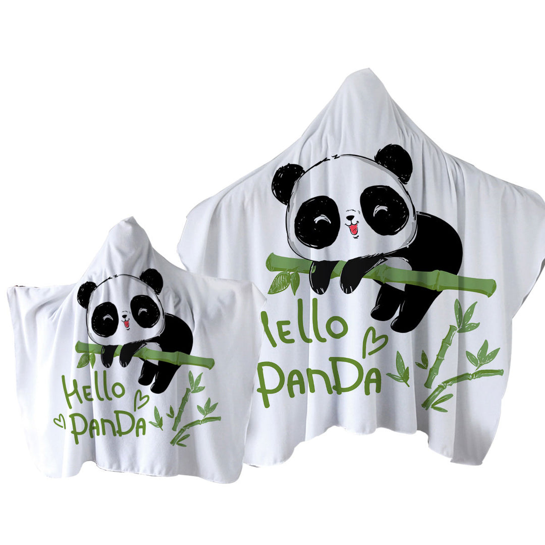 Hello Kids form an Adorable Little Panda Hooded Beach Towel