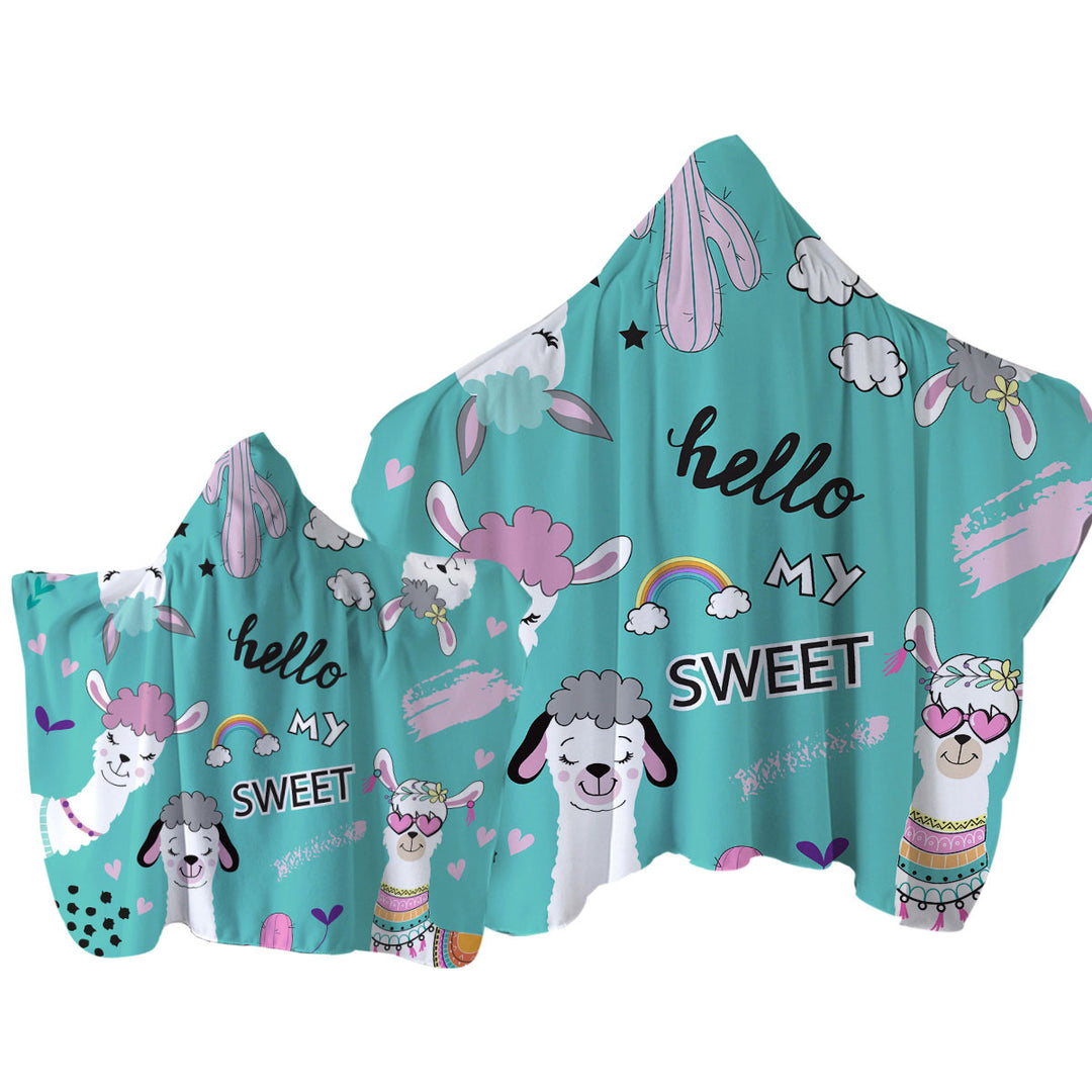 Hello My Sweet Llama Towel Hoodie