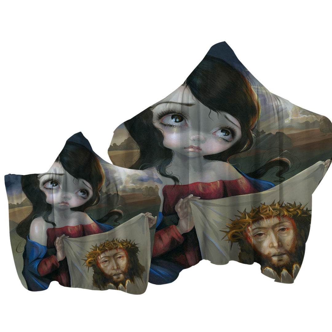 Historical Christian Art Veronica_s Veil Hooded Beach Towel