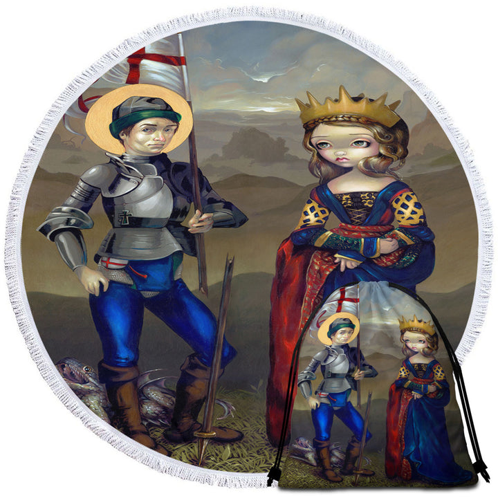 History Art Saint George and Princess Sabra Round Beach Towel