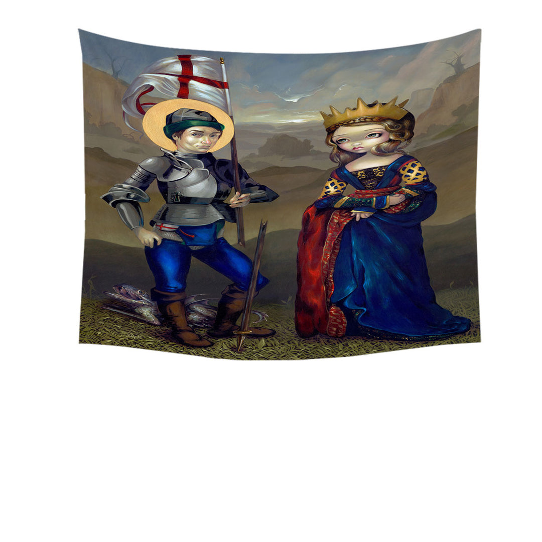 History Art Saint George and Princess Sabra Tapestry Wall Decor