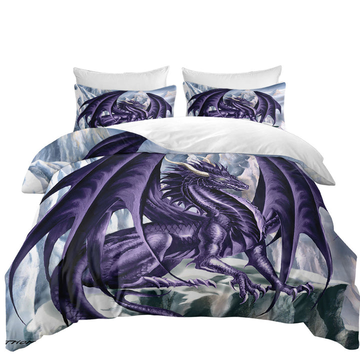 Hoarfrost Purple Dragon Drawing Duvet Cover Queen