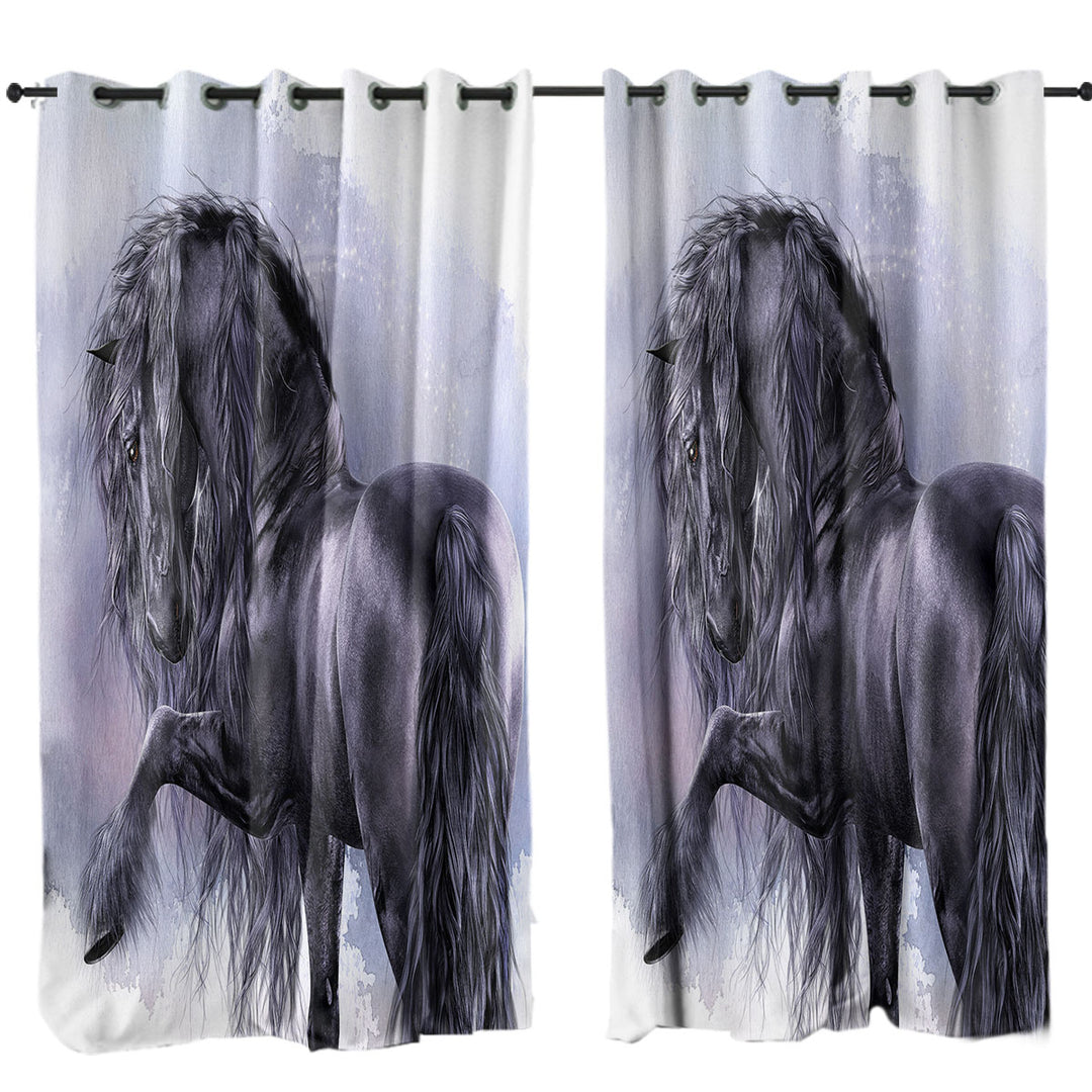 Honorable Horse the Black Pearl Horses Art Curtain