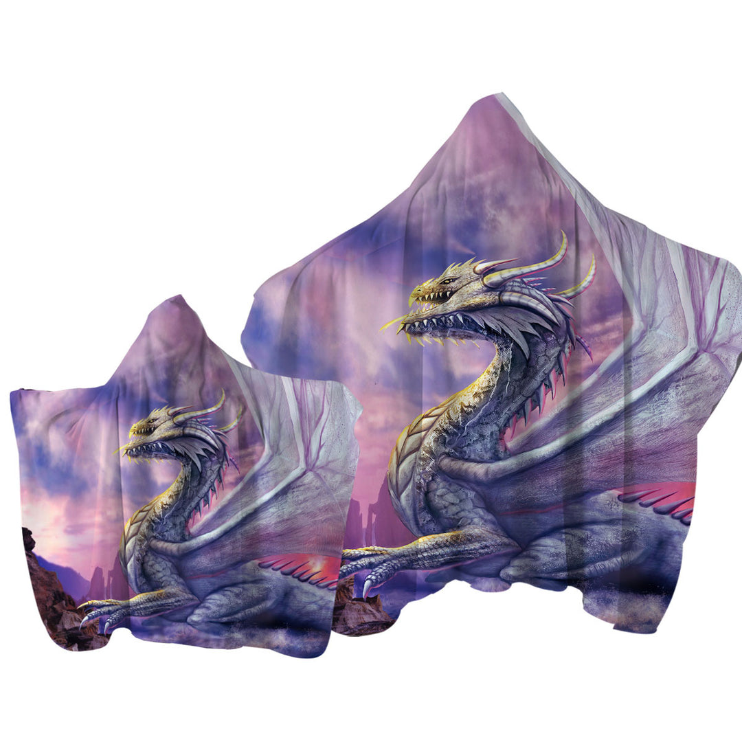 Hooded Beach Towel with Attaxia Cool Purple Dragon