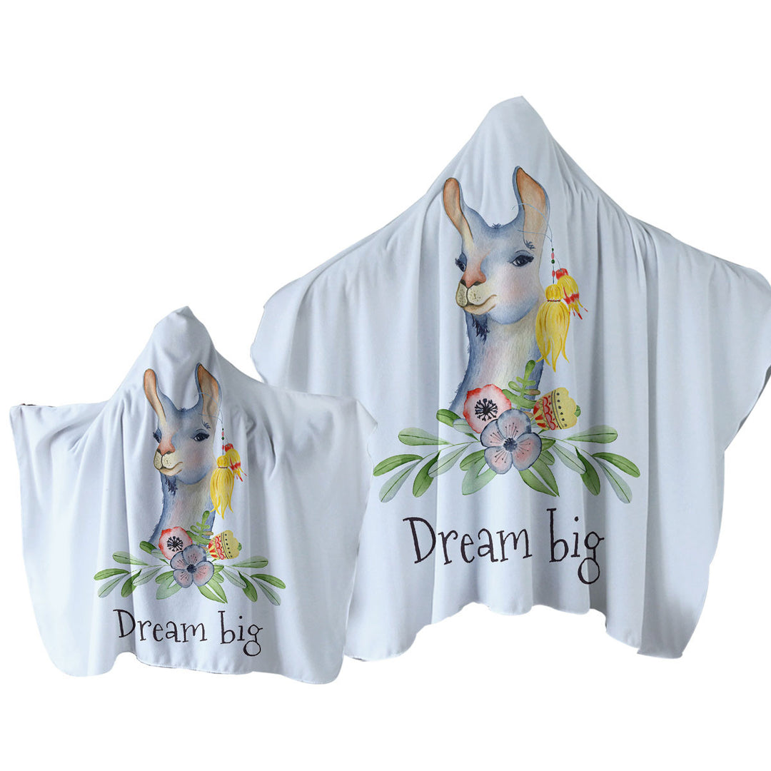 Hooded Beach Towel with Beautiful Inspirational Llama