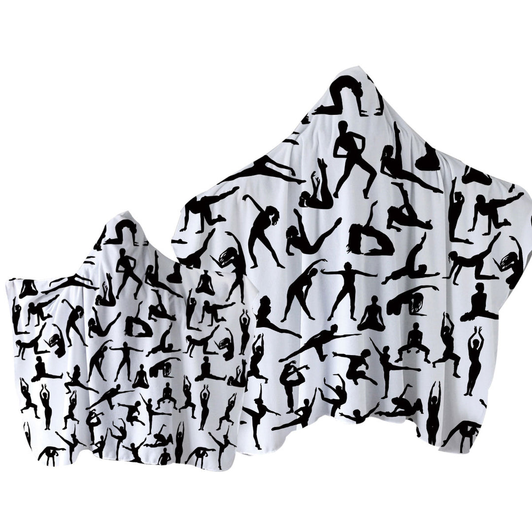 Hooded Beach Towel with Black and White Dancing Silhouettes