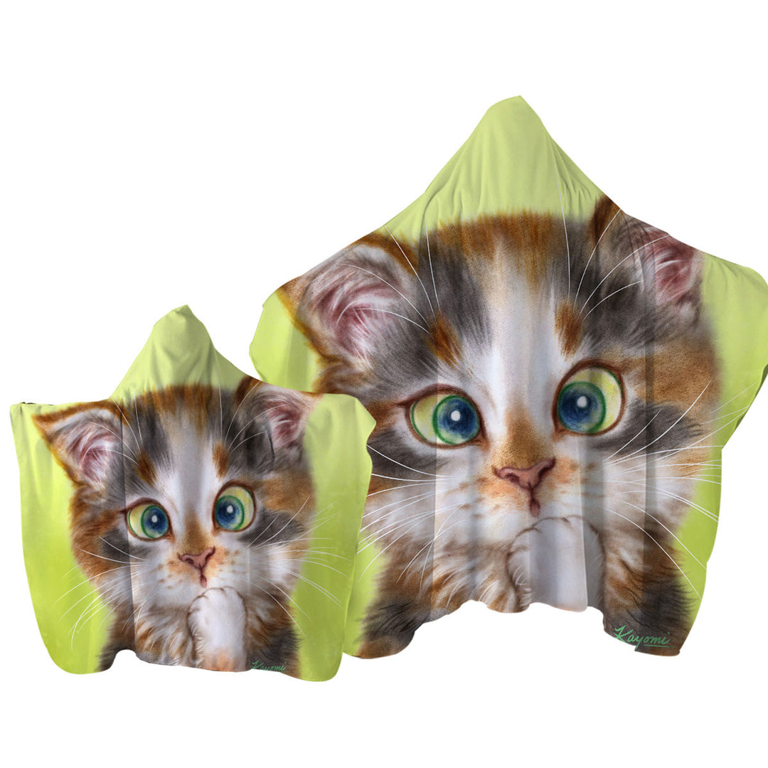 Hooded Beach Towel with Cats Cute and Funny Faces Sweet Kitten