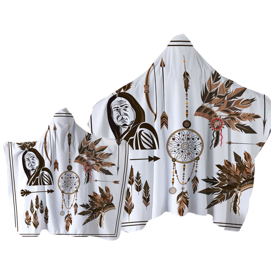 Hooded Beach Towel with Cool Native American Set