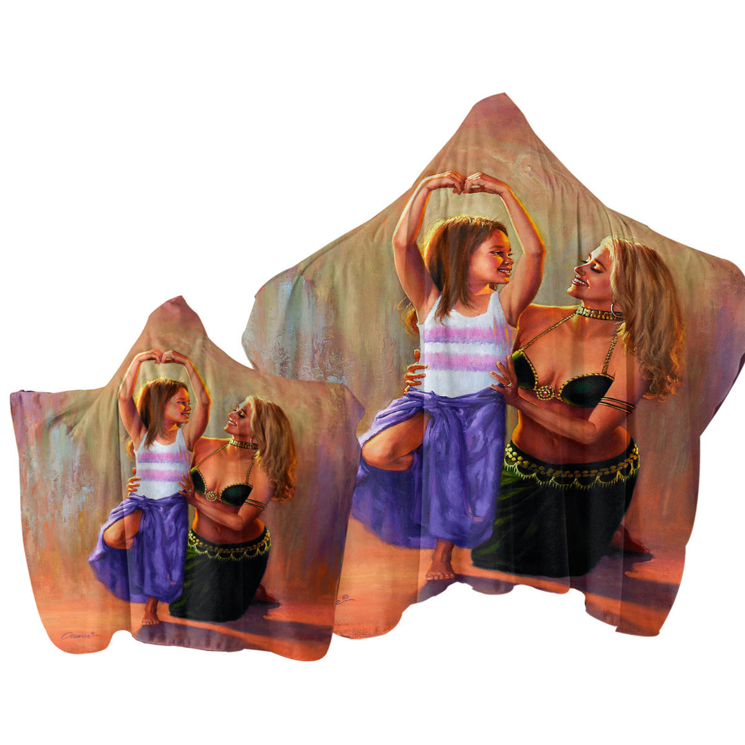 Hooded Beach Towel with Cute Art Paintings Little Belly Dancer