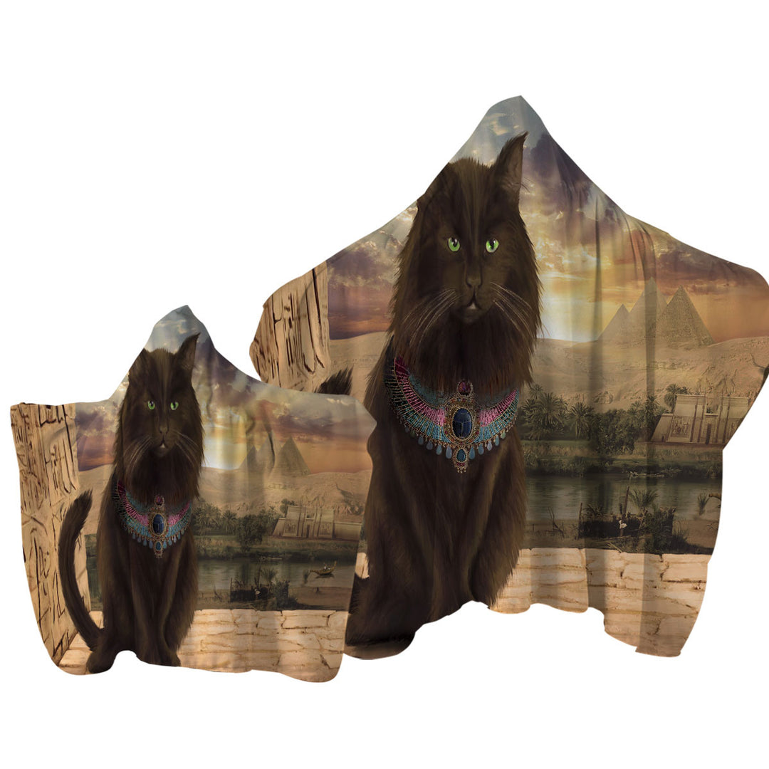 Hooded Beach Towel with Fine Art Cat Prince in Egypt