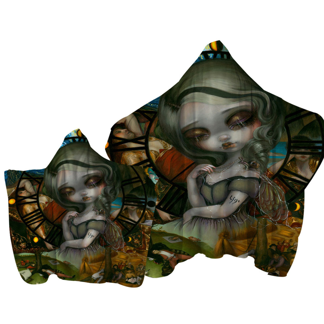 Hooded Beach Towel with Fine Art Unseelie Court Sloth Seven Deadly Sins