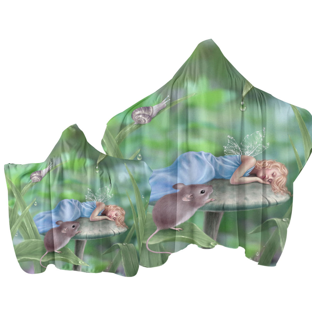 Hooded Beach Towel with Kids Fantasy Art Sweet Dreams Cute Little Fairy