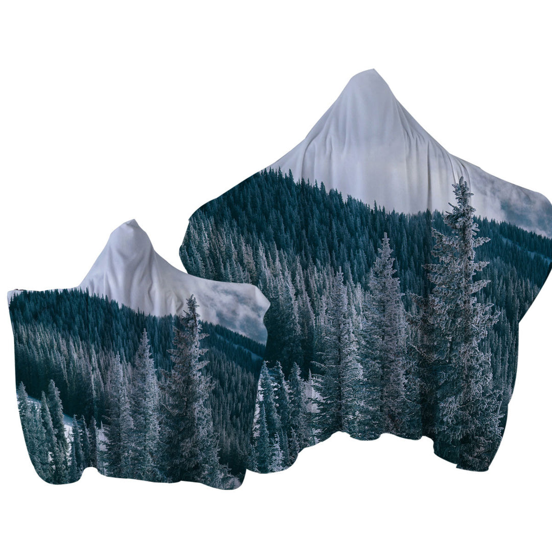 Hooded Beach Towel with Mountain Forest