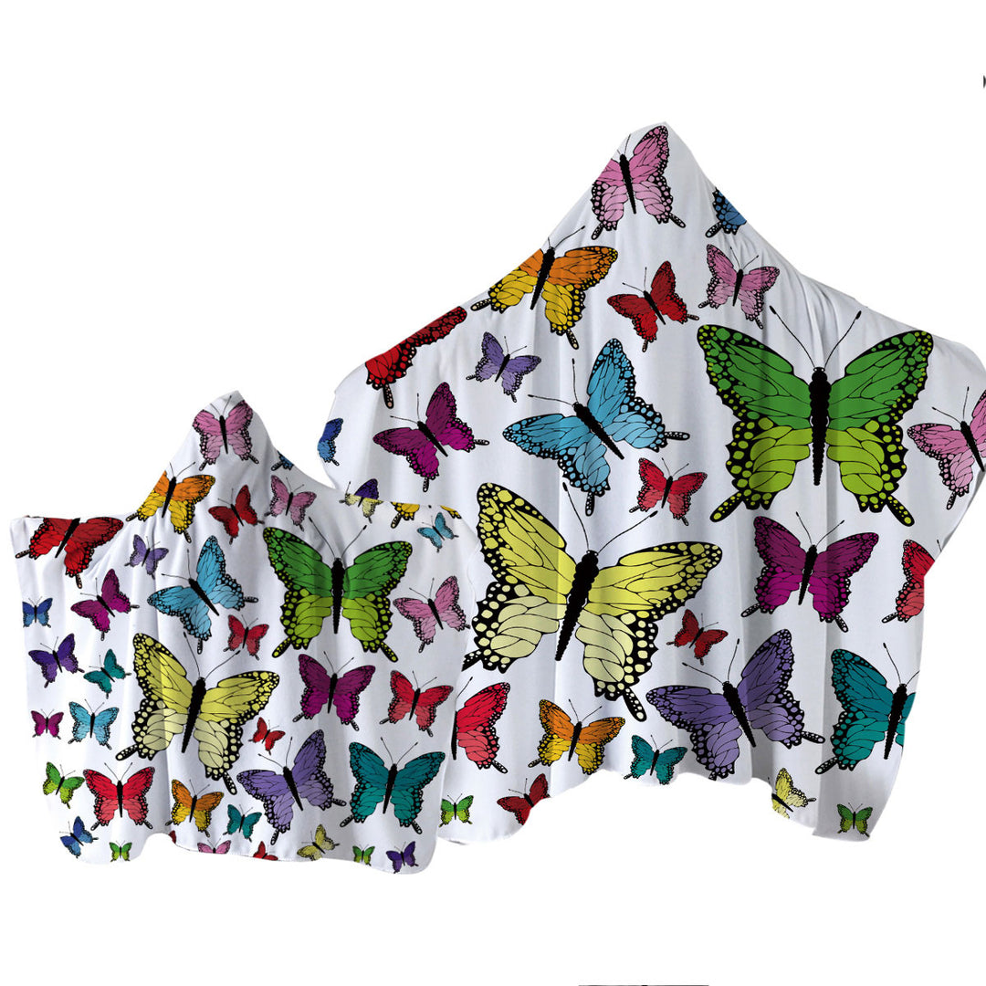 Hooded Beach Towel with Multi Colored Butterflies