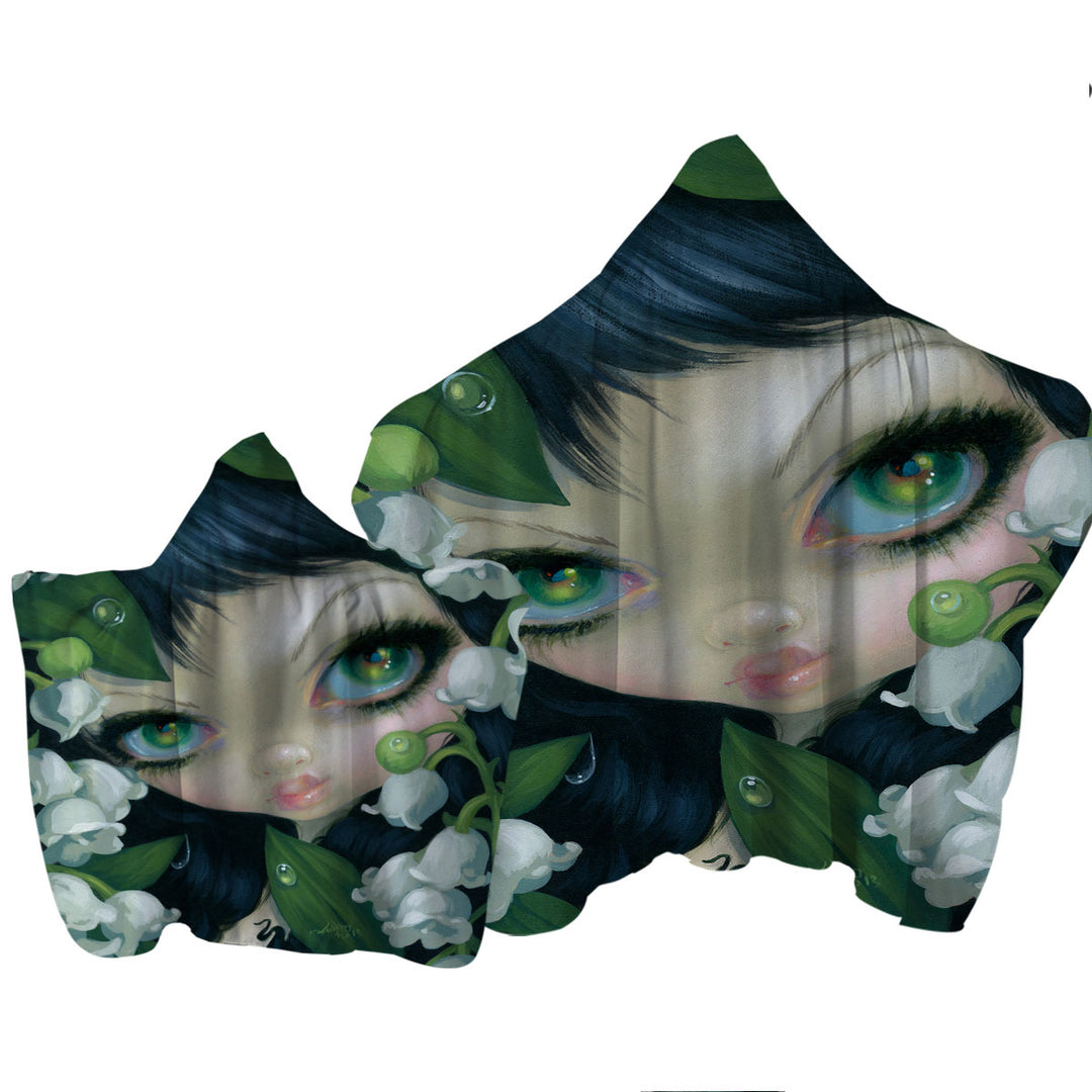 Hooded Beach Towel with Poisonous Beauties Lily of the Valley and Girl