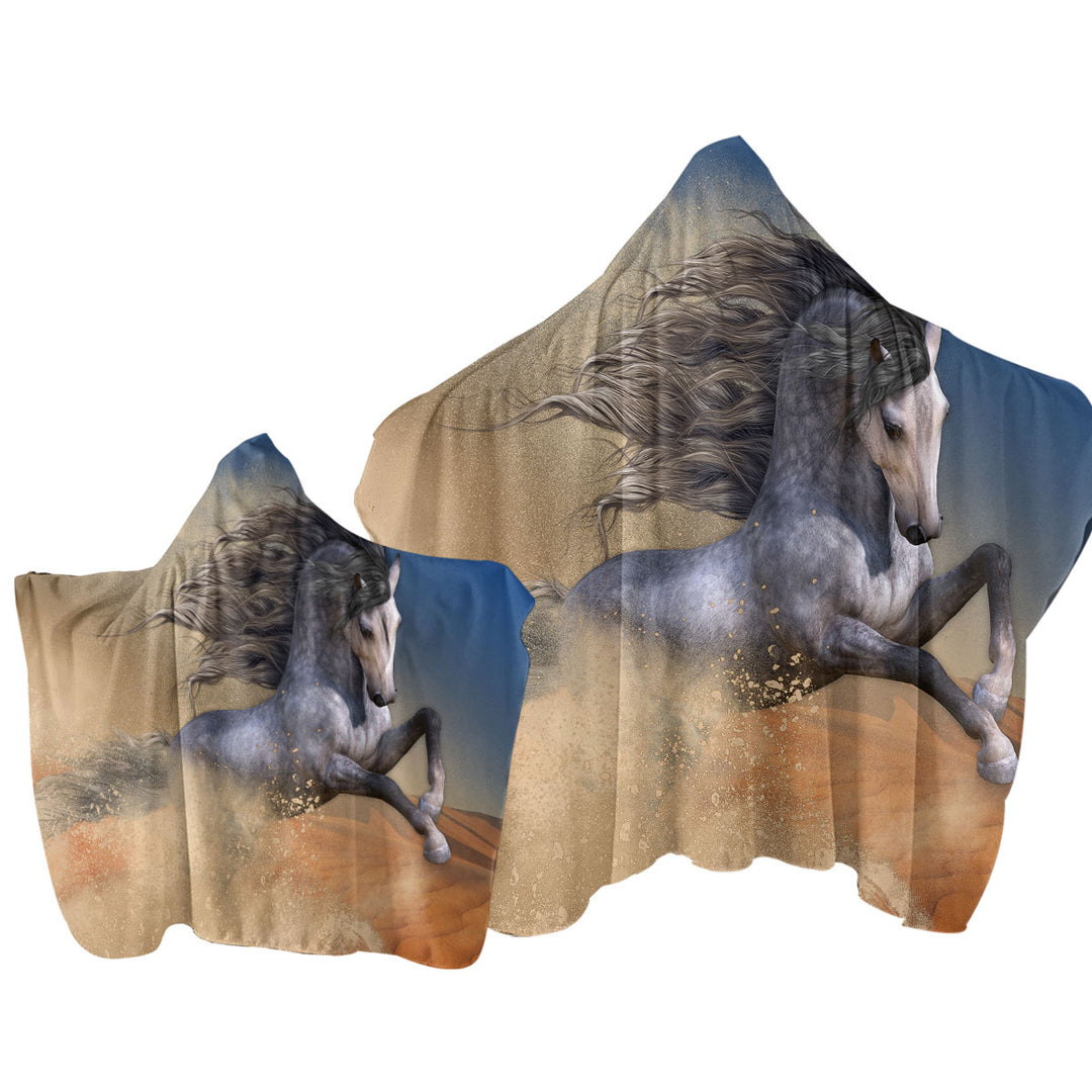 Hooded Beach Towel with The Desert Barb Wild Horse Art