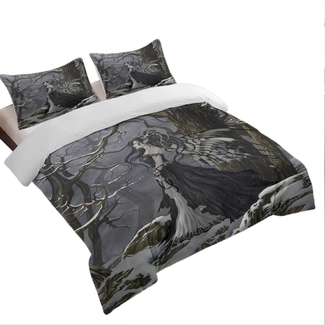 Hope Fantasy Artwork of the Winter Forest Fairy Coverlet