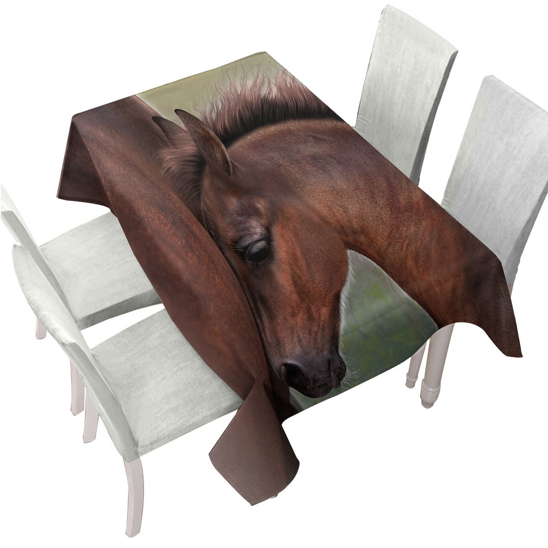 Horse Art Cute Momma with Foal Tablecloth