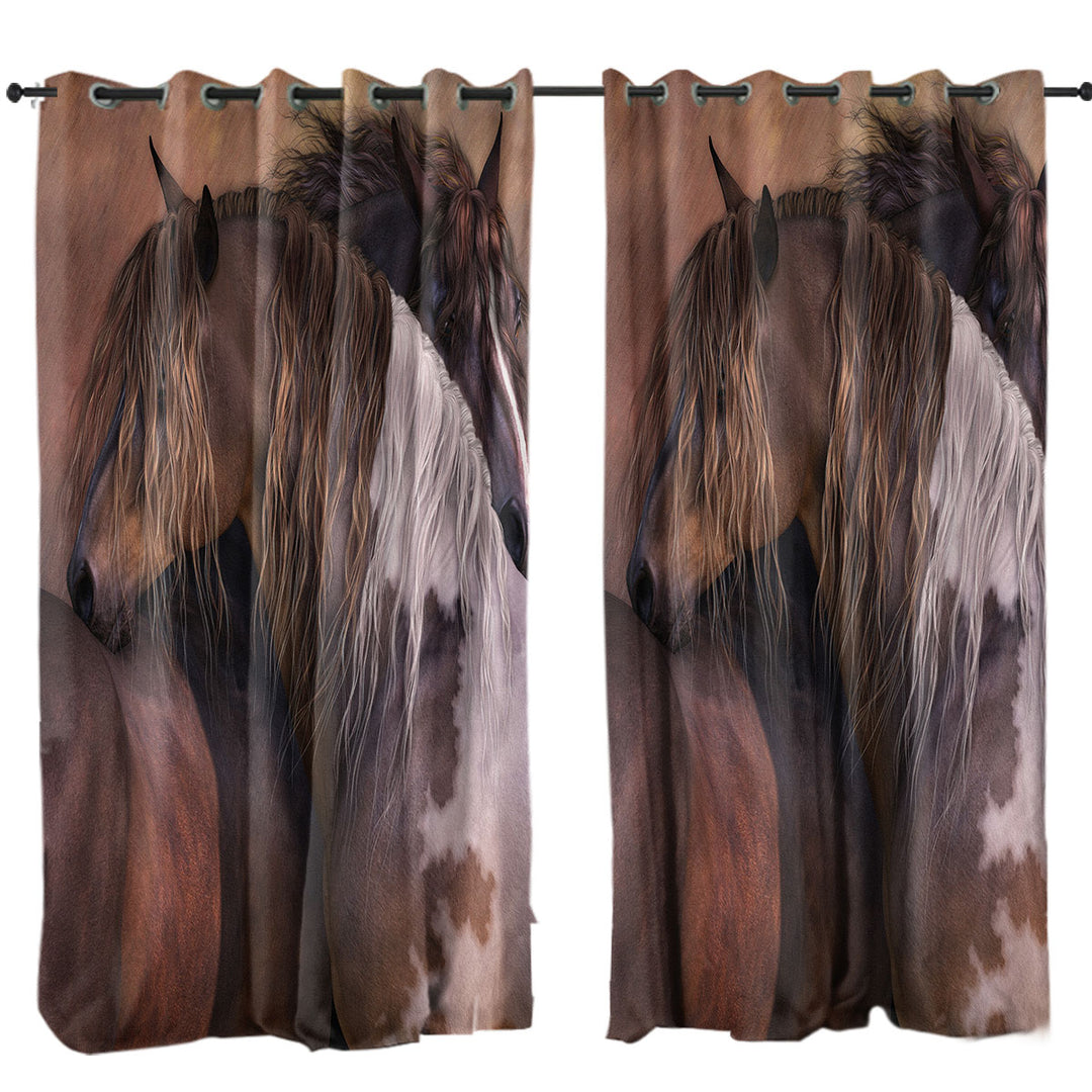 Horse Art One Spirit Bound Horses Curtains for Bedroom